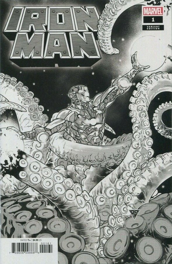 Iron Man (2020) #01 (R. B. Silva Premier B&W Variant)